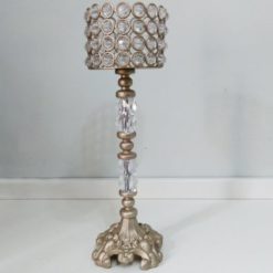 Castiçal dourado fino em cristais 50cm