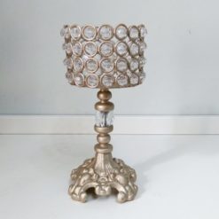 Castiçal dourado fino em cristais 33cm
