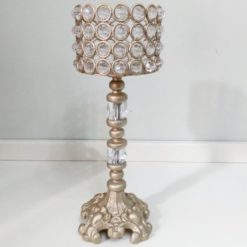 Castiçal dourado fino em cristais 43cm